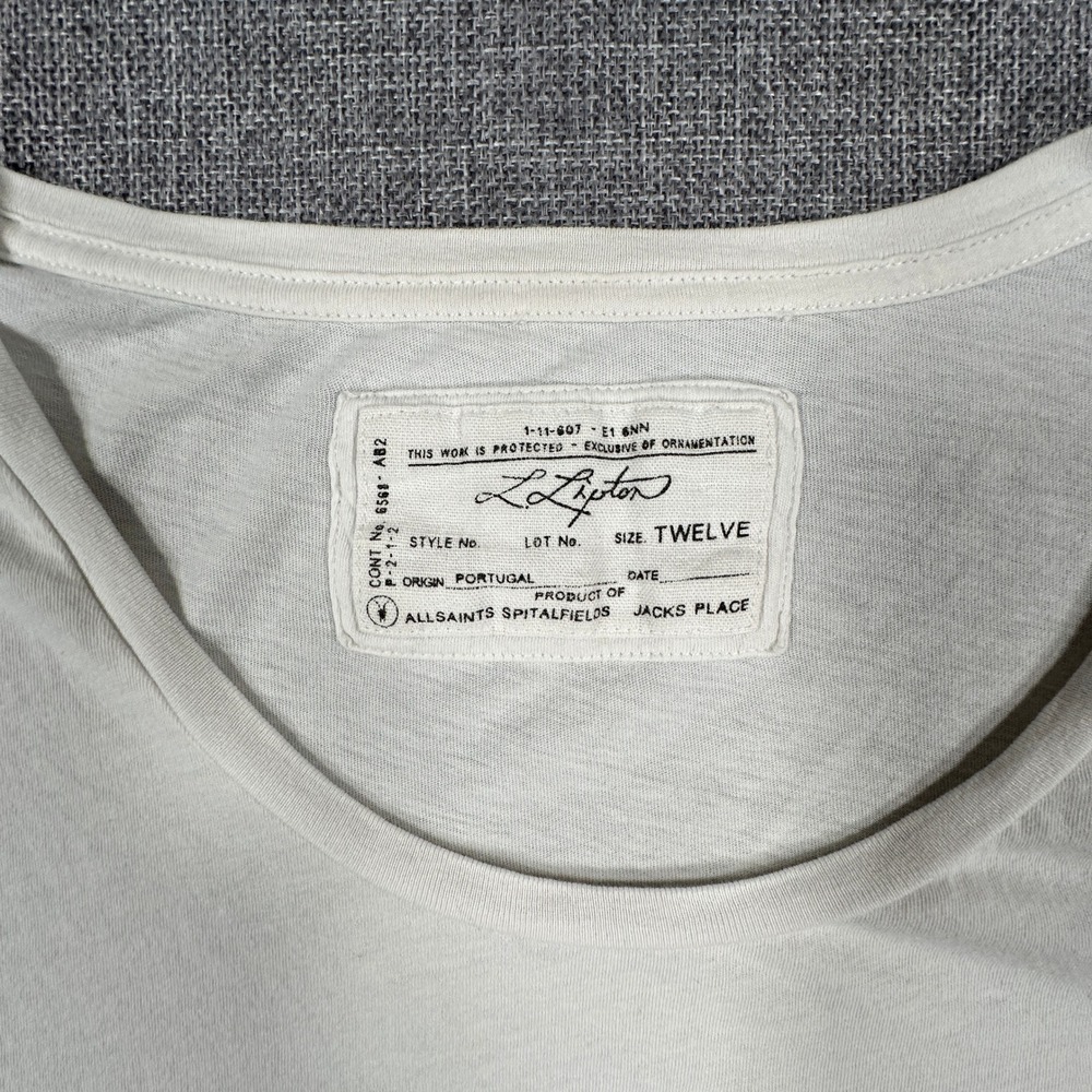 AllSaints x Laurie Lipton Queens of Bones Tee Womens 12 White Skeleton Graphic - Picture 4 of 11